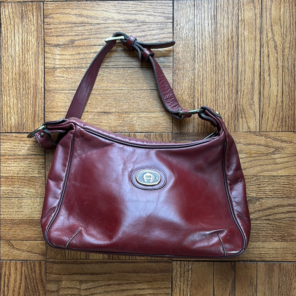 Etienne Aigner Burgundy Leather Shoulder Bag